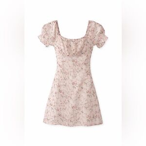 Pink Lily Cream Floral Puff Sleeve Midi Dress